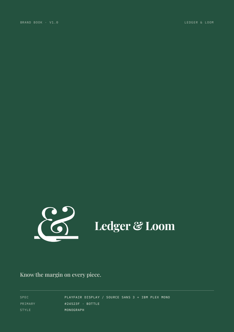 Ledger & Loom brand book cover
