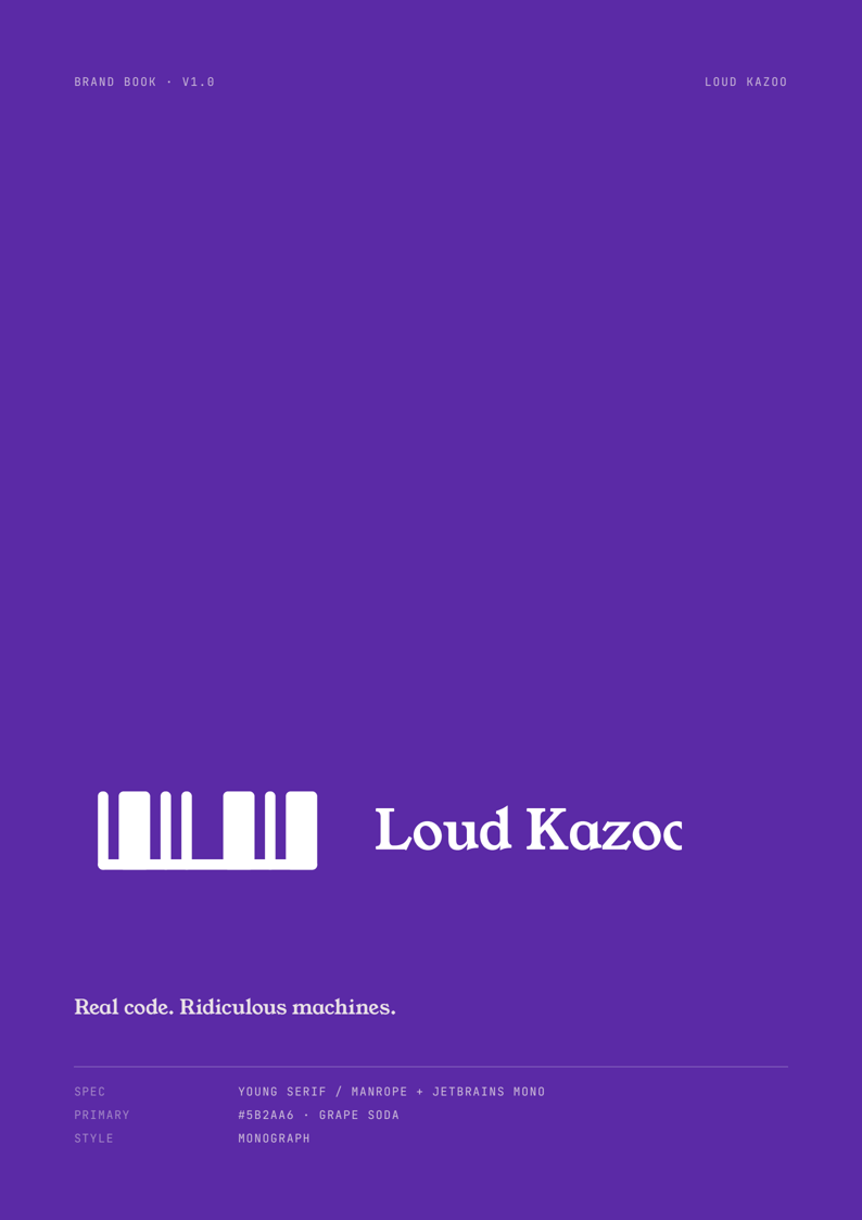 Loud Kazoo brand book cover