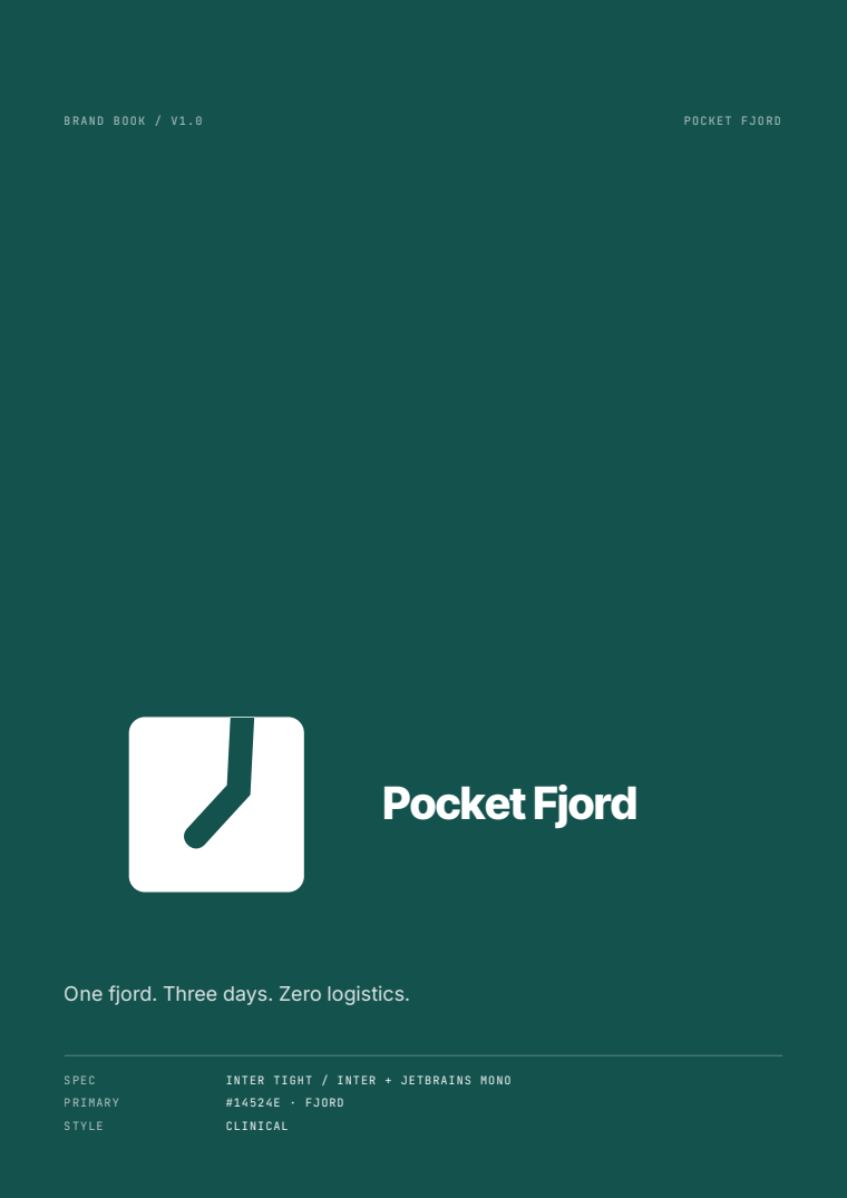 Pocket Fjord brand book cover