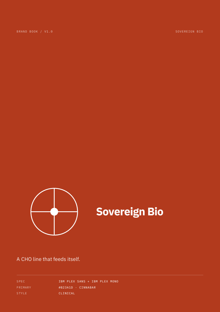 Sovereign Bio brand book cover